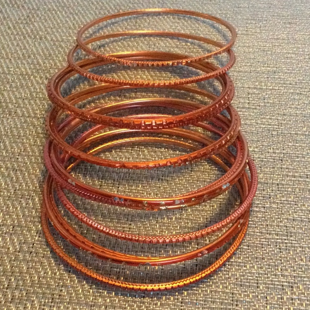 Orange Diamond Cut Bracelets Bundle